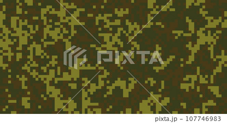 Seamless khaki pixel camouflage pattern for woodland 107746983
