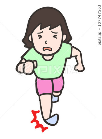 ランニング中に足を捻って捻挫した女性 ランニング中に足を捻って捻挫した女性 107747563