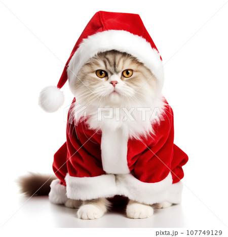 Cat wearing Santa hat, Christmas concept 107749129