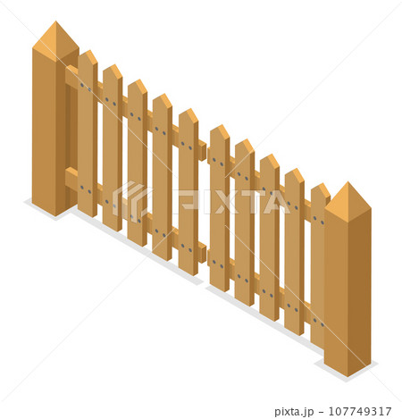 3D Isometric Flat Vector Set of Terrace Fences and Gates. Item 6 3D Isometric Flat Vector Set of Terrace Fences and Gates. Item 6 107749317