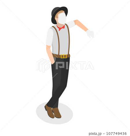 3D Isometric Flat Vector Set of Mime Actors. Item 5 3D Isometric Flat Vector Set of Mime Actors. Item 5 107749436