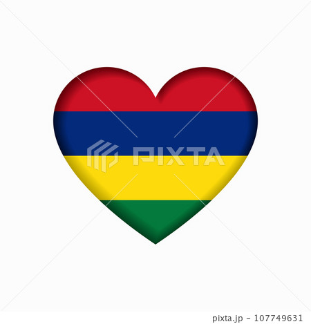 Mauritius flag heart-shaped sign. Vector illustration. 107749631