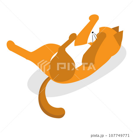 3D Isometric Flat Vector Set of Cats Behavior Poses. Item 4 107749771