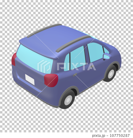 汽車插畫素材變形SUV風格小型車藍色搭配車頂橫桿(1_m) 107750287