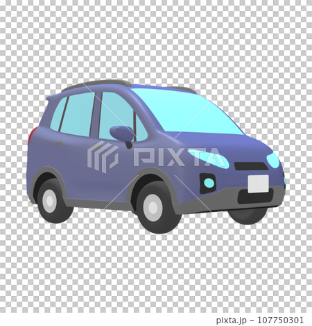 汽車插畫素材變形SUV風格小型車藍色搭配車頂橫桿（1_4） 107750301
