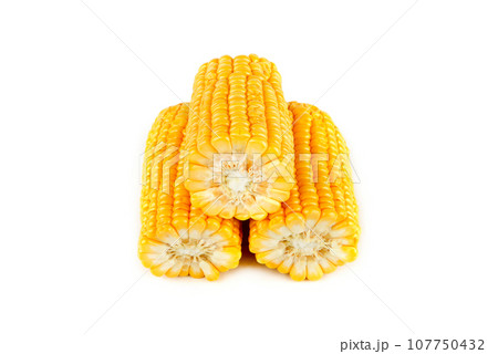 Corn on the cob isolated on a white . Corn on the cob isolated on a white . 107750432