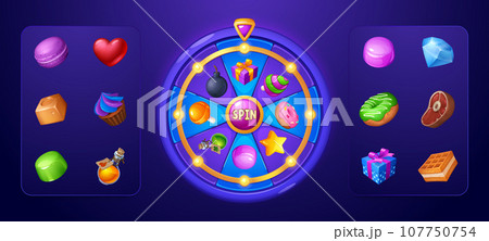 Spin fortune wheel game user interface. Spin fortune wheel game user interface. 107750754