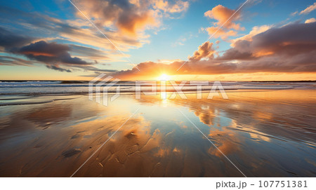 海に沈む夕日 海に沈む夕日 107751381