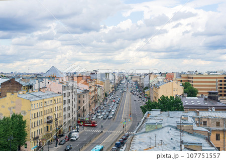 top view of Ligovsky Prospekt in the historical center of St. Petersburg 107751557