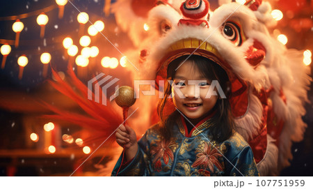 A Chinese girl in a national costume for a traditional dance. generated ai 107751959