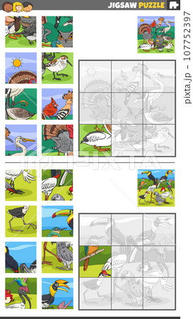 jigsaw puzzle activities set with birds animal characters group 107752397