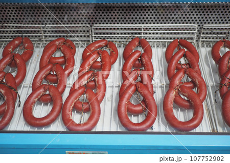 Sausage in turkish culture in a market  107752902
