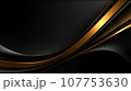 black and golden line elements and light, wave,curve, glow effect decoration, on black background, AI generated. 107753630