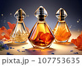 bottle of perfume with flowers, AI generated. 107753635