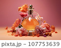 bottle of perfume with flowers, AI generated. 107753639