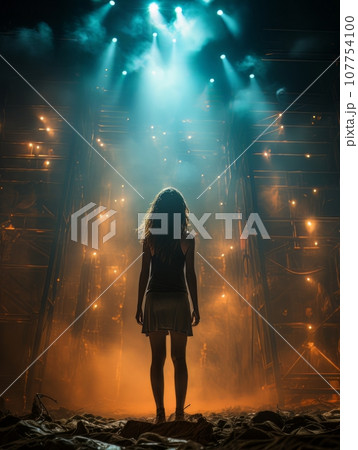 Fictional fragile girl against the background of ruins AI Fictional fragile girl against the background of ruins AI 107754100