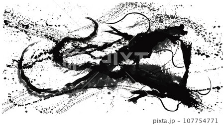 二匹の龍　辰年　手書きの毛筆イラスト 107754771