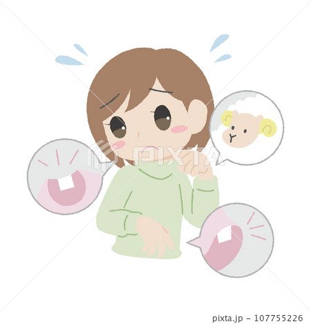 手描き風の触覚過敏の女性 107755226