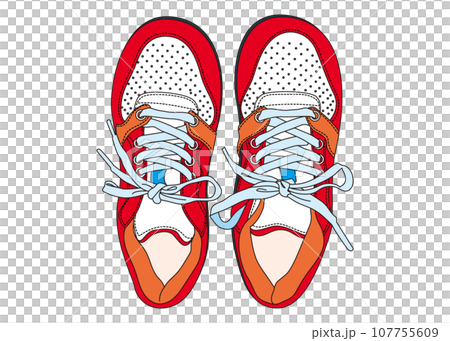 運動鞋從上方看的紅色和淺藍色運動鞋插圖圖示素材 107755609
