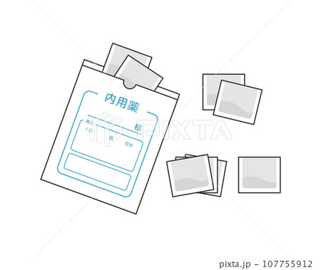 粉薬が入ったイラストセット 107755912