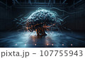Artificial intelligence concept with futuristic android brain and hi-tech circuit board background. AI is Generative machine learning. 107755943