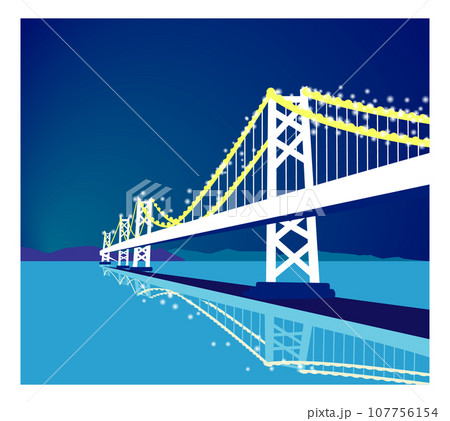 ライトアップ瀬戸大橋 107756154