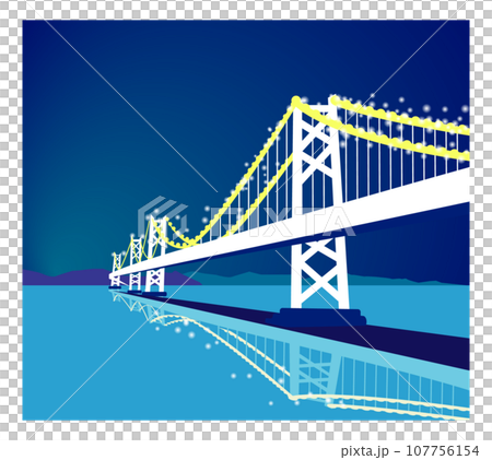 ライトアップ瀬戸大橋 107756154