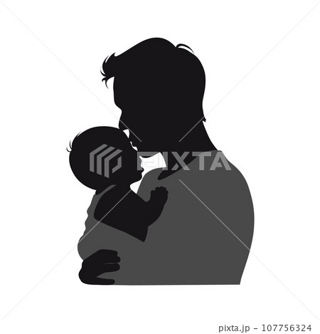 Dad and newborn baby silhouette, father holding baby silhouette, father love his child 107756324