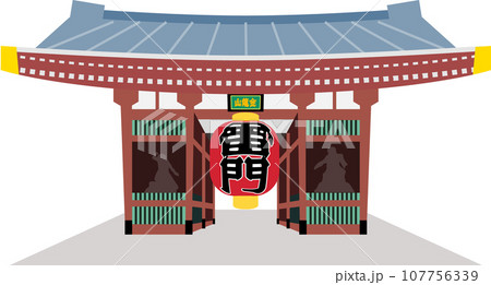 東京　デフォルメされたイラスト浅草雷門 107756339