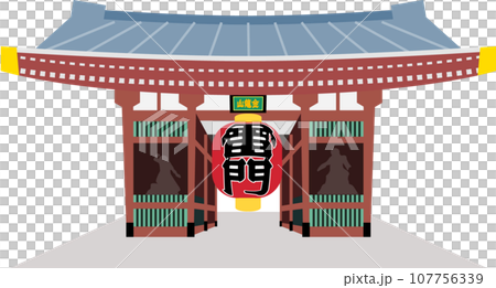 東京　デフォルメされたイラスト浅草雷門 107756339