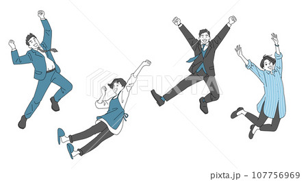 ジャンプするミドル世代の男性と女性セット ジャンプするミドル世代の男性と女性セット 107756969