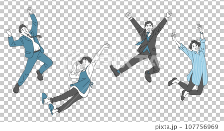 ジャンプするミドル世代の男性と女性セット ジャンプするミドル世代の男性と女性セット 107756969
