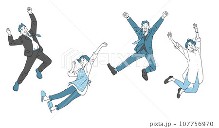 ジャンプするミドル世代の男性と女性セット ジャンプするミドル世代の男性と女性セット 107756970