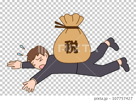 A man who is burdened with taxes 107757427