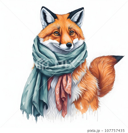 Red fox with scarf 107757435