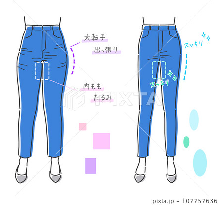 太い足と細い足の女性の比較イラスト素材のイラスト素材 [107757636] - PIXTA