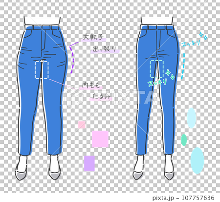 腿粗和腿細的女人對比插畫素材 腿粗和腿細的女人對比插畫素材 107757636