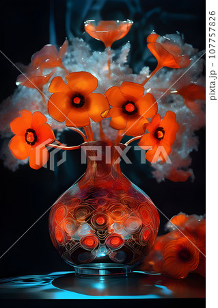 Luminous and Ethereal Still Life: Ghostly Glass Fantasy Flower 107757826