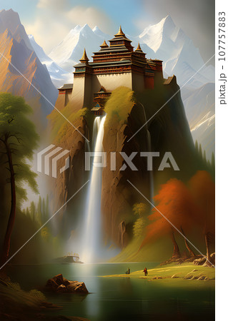 a Golden Hour Mountain Landscape a Golden Hour Mountain Landscape 107757883