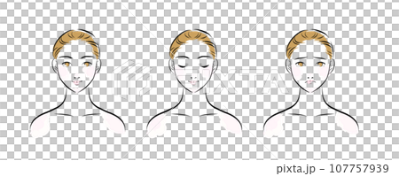 用於美容的女性臉部和表情插圖顏色 1 用於美容的女性臉部和表情插圖顏色 1 107757939
