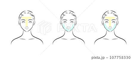 女性の顔のイラスト TゾーンUゾーン 女性の顔のイラスト TゾーンUゾーン 107758330