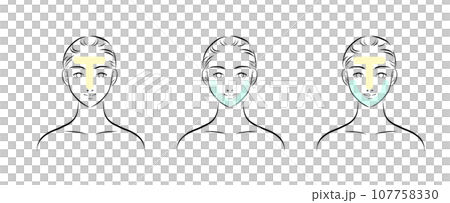 女性の顔のイラスト TゾーンUゾーン 女性の顔のイラスト TゾーンUゾーン 107758330