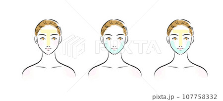 女性の顔のイラスト　カラー1　TゾーンUゾーン 107758332