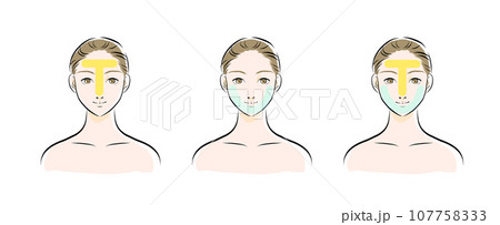 女性の顔のイラスト　カラー2　TゾーンUゾーン 107758333