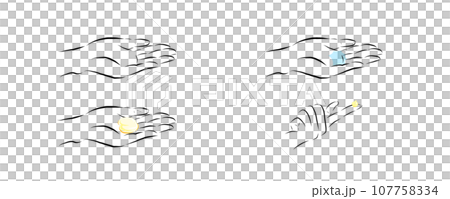 女性の手のひらのイラスト　モノクロ 107758334