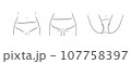 女性のビキニラインのイラスト　VIOライン　モノクロ 107758397