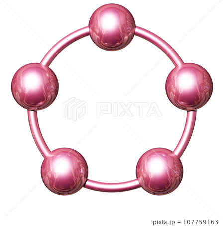 3DCG「5つの球体・ボール連携」レッド,赤 107759163