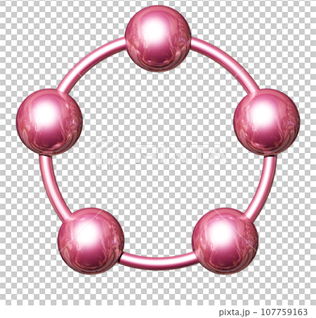 3DCG「5つの球体・ボール連携」レッド,赤 107759163