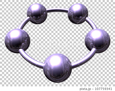 3DCG "5 spheres/ball cooperation" purple, purple 3DCG "5 spheres/ball cooperation" purple, purple 107759341
