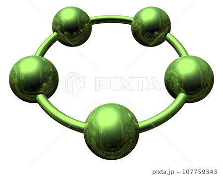 3DCG「5つの球体・ボール連携」グリーン,緑 107759343